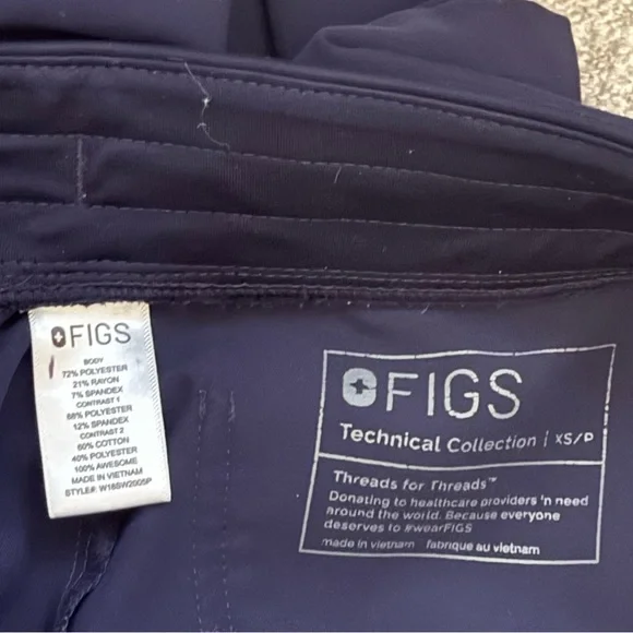 Figs Tecnical Collection Navy Blue scrubs Joggers Set - Picture 4 of 6